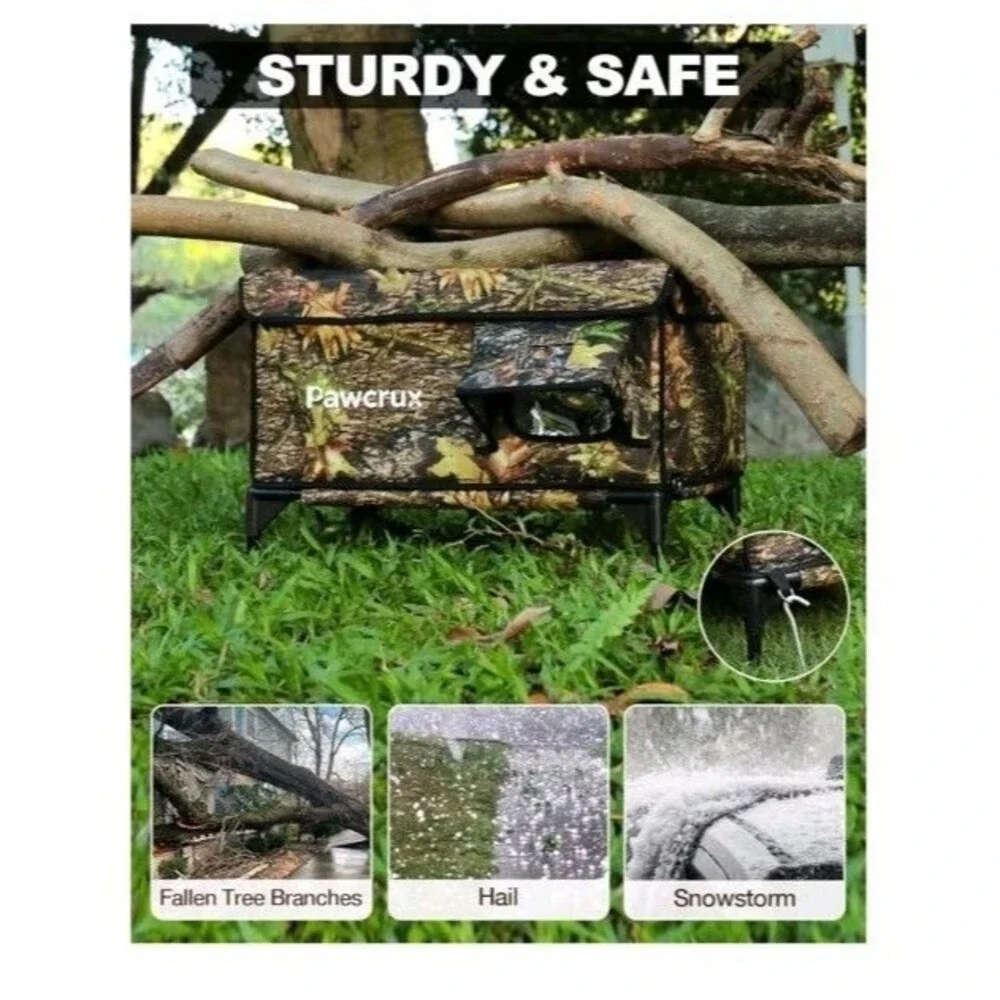 Raised Insulated Weatherproof Heated Cat House for Outdoor with Escape Door